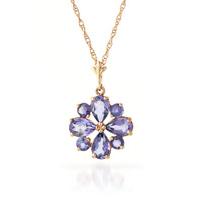 Tanzanite Sunflower Pendant Necklace 2.43ctw in 9ct Rose Gold