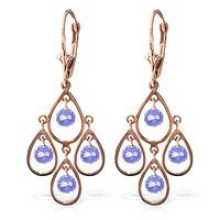 Tanzanite Quadruplo Milan Drop Earrings 2.4ctw in 9ct Rose Gold