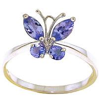 Tanzanite Butterfly Ring 0.6ctw in 9ct White Gold