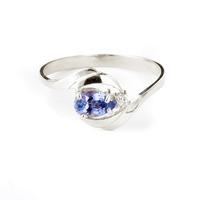 Tanzanite and Diamond Flare Ring 0.5ct in 9ct White Gold