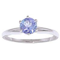 Tanzanite Crown Solitaire Ring 0.65ct in 9ct White Gold