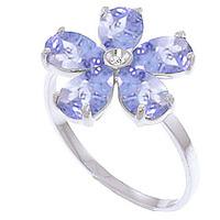 Tanzanite and Diamond Five Petal Ring 2.2ctw in 9ct White Gold