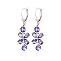 Tanzanite Blossom Drop Earrings 5.32ctw in 9ct White Gold