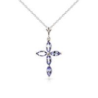 tanzanite and diamond vatican cross pendant necklace 108ctw in 9ct whi ...