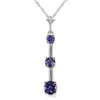 Tanzanite Bar Pendant Necklace 1.25ctw in 9ct White Gold