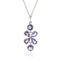 Tanzanite Blossom Pendant Necklace 3.15ctw in 9ct White Gold