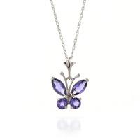 Tanzanite Butterfly Pendant Necklace 0.6ctw in 9ct White Gold