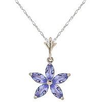 Tanzanite Flower Star Pendant Necklace 1.4ctw in 9ct White Gold