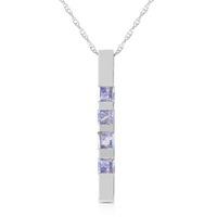 Tanzanite Bar Pendant Necklace 0.35ctw in 9ct White Gold