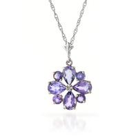 Tanzanite Sunflower Pendant Necklace 2.43ctw in 9ct White Gold