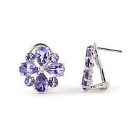 Tanzanite Sunflower Stud Earrings 4.85ctw in 9ct White Gold