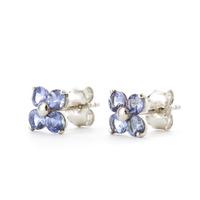 Tanzanite Clover Stud Earrings 1.15ctw in 9ct White Gold