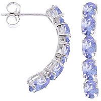 Tanzanite Linear Stud Earrings 2.5ctw in 9ct White Gold