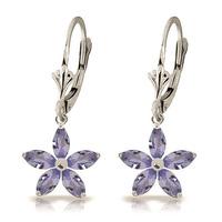 Tanzanite Flower Star Drop Earrings 2.8ctw in 9ct White Gold