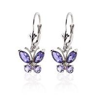 Tanzanite Butterfly Drop Earrings 1.24ctw in 9ct White Gold