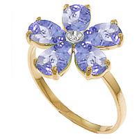 Tanzanite and Diamond Five Petal Ring 2.2ctw in 9ct Gold