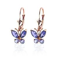 Tanzanite Butterfly Drop Earrings 0.85ctw in 9ct Rose Gold