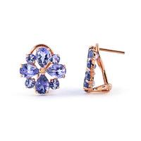 Tanzanite Sunflower Stud Earrings 4.85ctw in 9ct Rose Gold