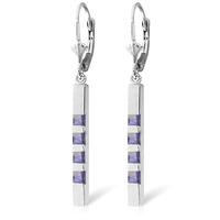 Tanzanite Bar Drop Earrings 0.7ctw in 9ct White Gold