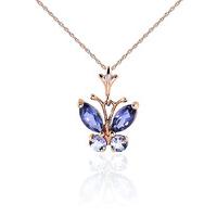 Tanzanite Butterfly Pendant Necklace 0.6ctw in 9ct Rose Gold