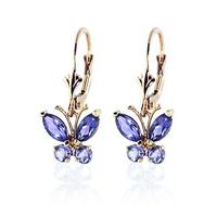 Tanzanite Butterfly Drop Earrings 0.85ctw in 9ct Gold