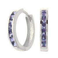 Tanzanite Huggie Earrings 1.35ct in 9ct White Gold