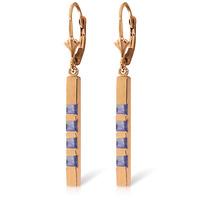 Tanzanite Bar Drop Earrings 0.7ctw in 9ct Rose Gold