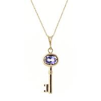 Tanzanite Key Charm Pendant Necklace 0.5ct in 9ct Gold