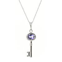 tanzanite key charm pendant necklace 05ct in 9ct white gold