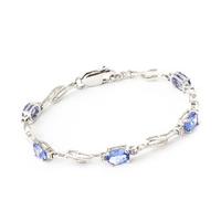 Tanzanite and Diamond Tennis Bracelet 3.0ctw in 9ct White Gold