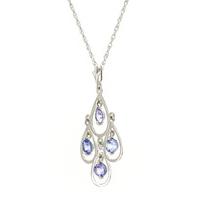 Tanzanite Quadruplo Milan Pendant Necklace 1.2ctw in 9ct White Gold