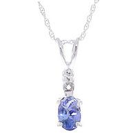 Tanzanite and Diamond Pendant Necklace 0.45ct in 9ct White Gold