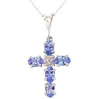 tanzanite and diamond rio cross pendant necklace 173ctw in 9ct white g ...