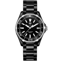 tag heuer ladies black ceramic diamond set aquaracer bracelet watch wa ...