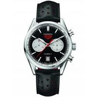 tag heuer mens carrera chronograph black leather strap watch cv211dfc6 ...