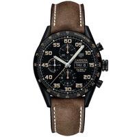tag heuer mens carrera chronograph brown strap watch cv2a84fc6394