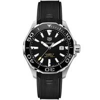 tag heuer mens black aquaracer ceramic black dial rubber strap watch w ...