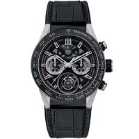 TAG Heuer Mens Carrera Chronograph Black Skeleton Watch CAR5A8Y.FC6377