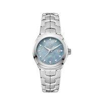 tag heuer lady link 32mm white grey of pearl and diamond dot dial stai ...