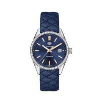 tag heuer ladies carrera 39mm blue dial diamond bezel quilt stitch wat ...