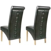 TCS Rhianna Oak Dining Chair - Black Eco Leather (Pair)