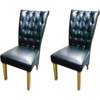 TCS Vicky Oak Dining Chair - Black Eco Leather (Pair)