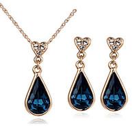 tc womens 18k rose gold plated blue sapphire austria crystal waterdrop ...