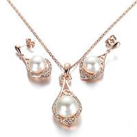 tc womens noble pearl jewelry sets 18k rose gold plated use austrian c ...