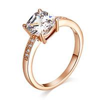 TC Women\'s Classic Bridal Jewelry 4 Prongs 7mm Clear Square Cz Diamond Engagement Finger Rings