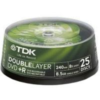 TDK DVD+R DL 8, 5GB 240min 8x 25pk Spindle