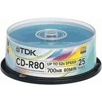 tdk cd r 700mb 80min 52x 25pk spindle