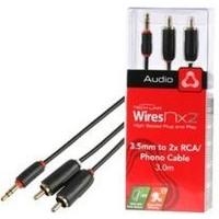 techlink wires nx2 35mm stereo 2 x phono plugs 3m