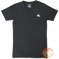 TEE V-Neck Black White Large