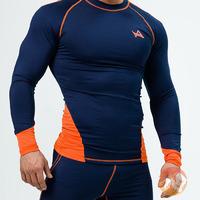 Tee Longsleeve Compression Navy Orange Small